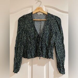 Floral V-Neck Long Sleeve Top